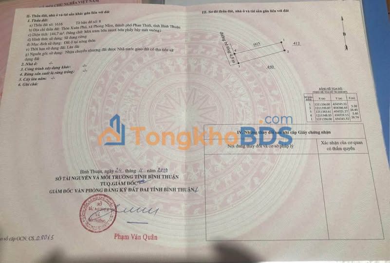 Đất nền Phong Nẫm Phan Thiết 145m² giá 980 triệu - Sổ đỏ chính chủ