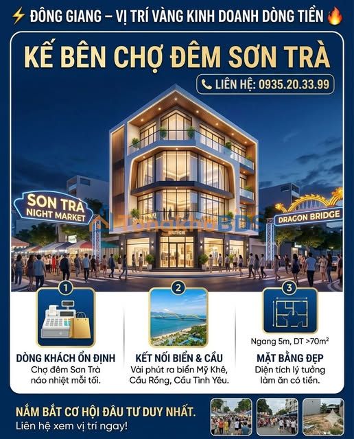 Nhà phố Đông Giang Sơn Trà 70m² 15.85 tỷ - Mặt tiền kinh doanh đắc địa