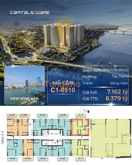 Căn hộ Capital Square Đà Nẵng 78m² - View sông Hàn cực phẩm