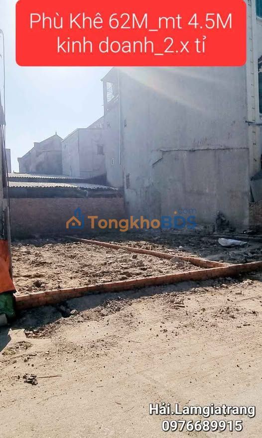 Đất nền Phù Khê, Từ Sơn 62m² giá 2.x tỷ - Đường rộng ô tô tránh!