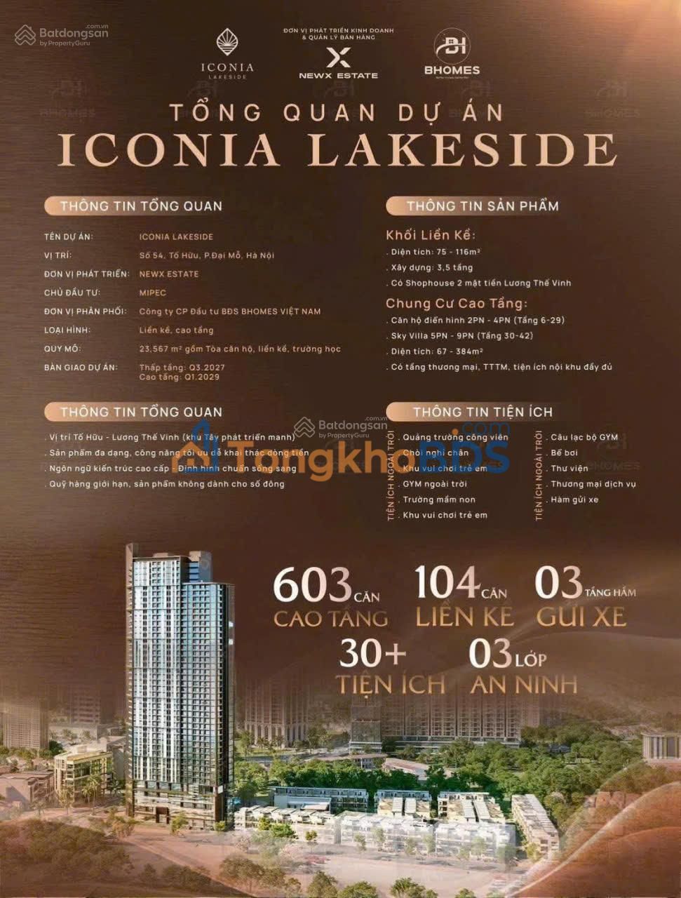 Căn hộ Iconia Lakeside 54 Tố Hữu 68m² giá 8 tỷ - View hồ cực phẩm!