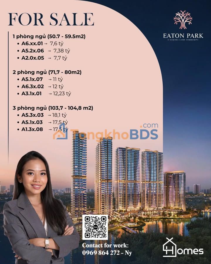 Căn hộ Eaton Park Thủ Đức 51m² giá 7.5 tỷ - Bàn giao ngay!