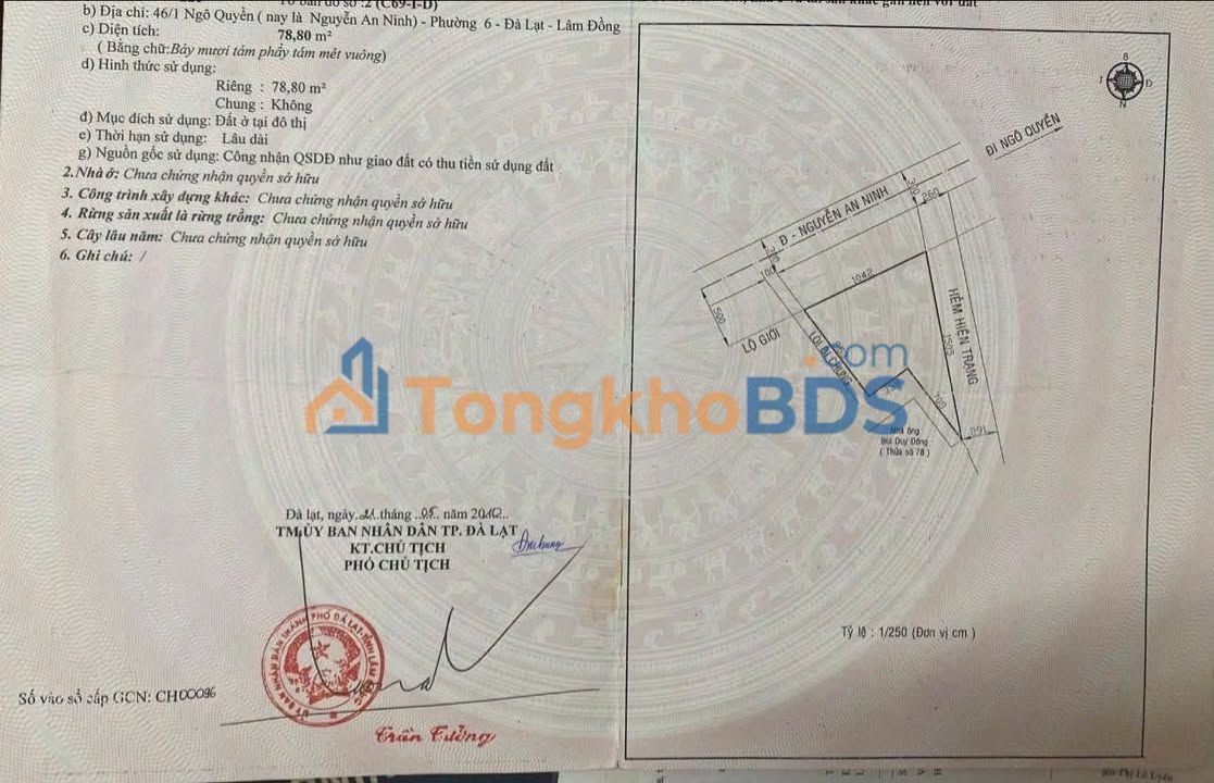 Đất mặt tiền Nguyễn An Ninh Đà Lạt 120m² 3.8 tỷ - Sổ đỏ chính chủ