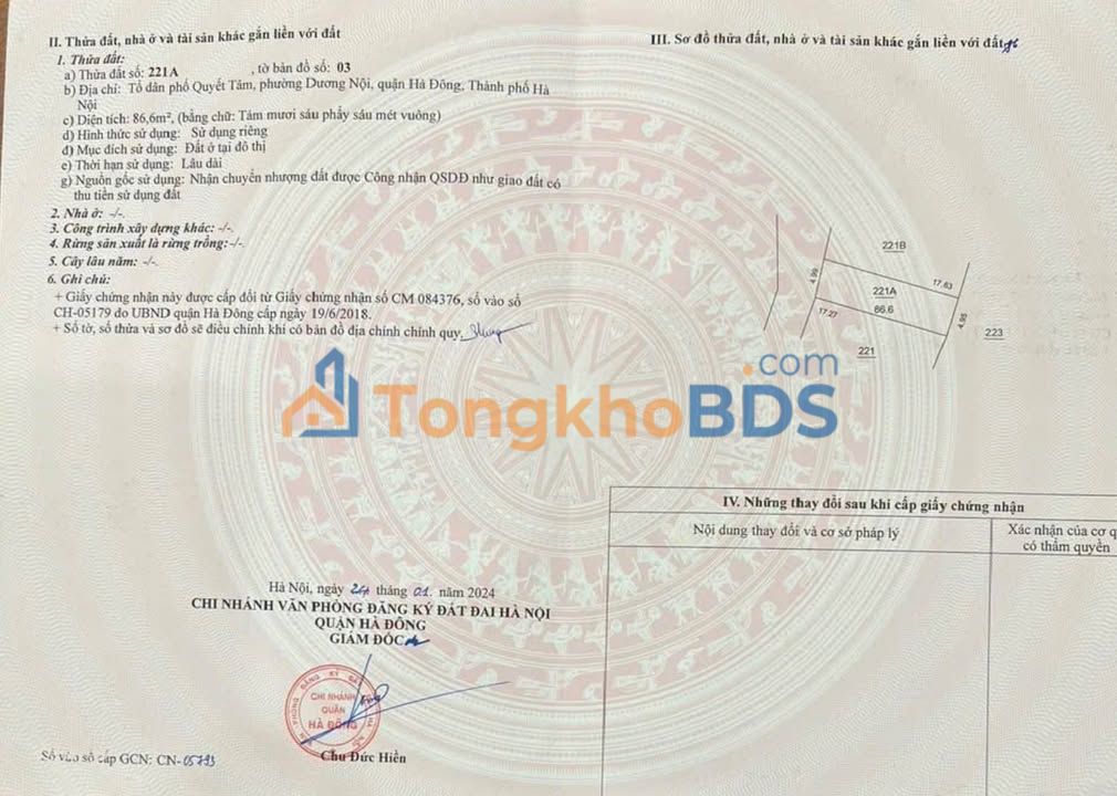 Đất nền Dương Nội 87m² giá đầu tư - Pháp lý rõ ràng