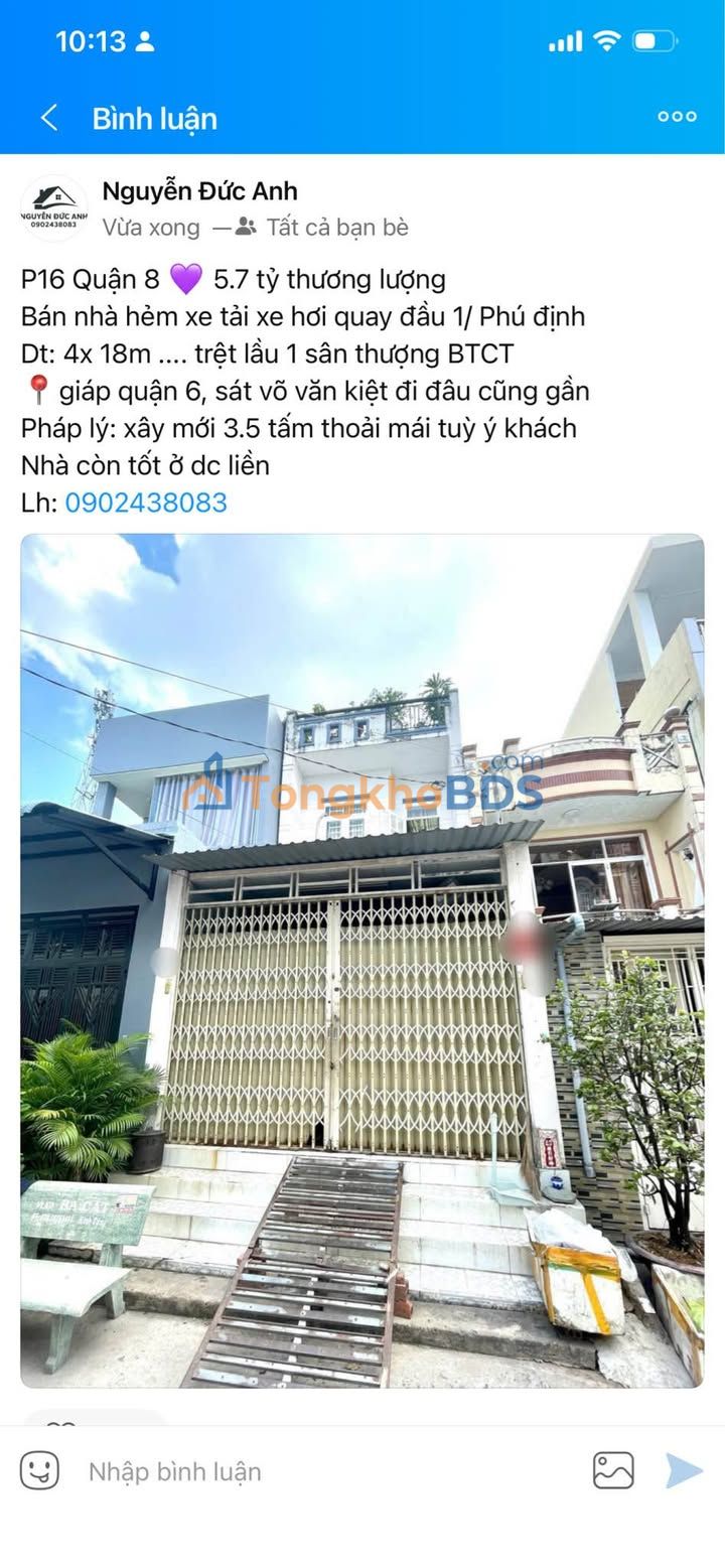 Nhà riêng Quận 8 72m² giá 5.7 tỷ - Ô tô vào tận nhà