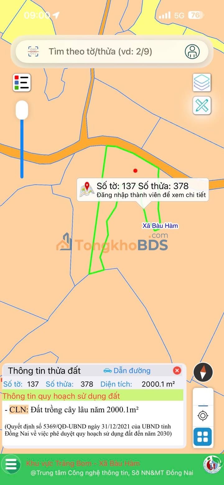 Đất vườn 2000m² Bàu Hàm - Trảng Bom - Sổ đỏ chính chủ giá 1.25 tỷ