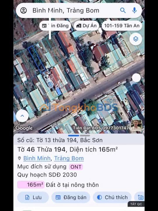 Đất nền TĐC Sông Mây, Trảng Bom 165m² - Sổ đỏ chính chủ