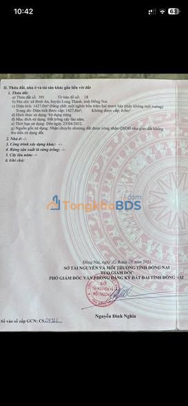 Đất nền Bình An, Long Thành 1427m² giá 5.5 tỷ - Sổ đỏ chính chủ