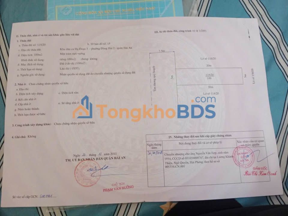 Đất TDC Hạ Đoạn Hải An 100m² - Sổ đỏ chính chủ