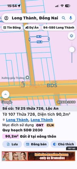 Đất thổ cư 90m² Bưng Cơ Long Thành giá 2.1 tỷ