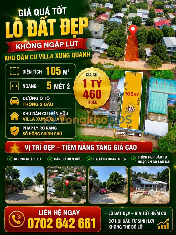 Đất nền Thủy Biều TP Huế 105m² giá 1.4 tỷ - Đường to ô tô